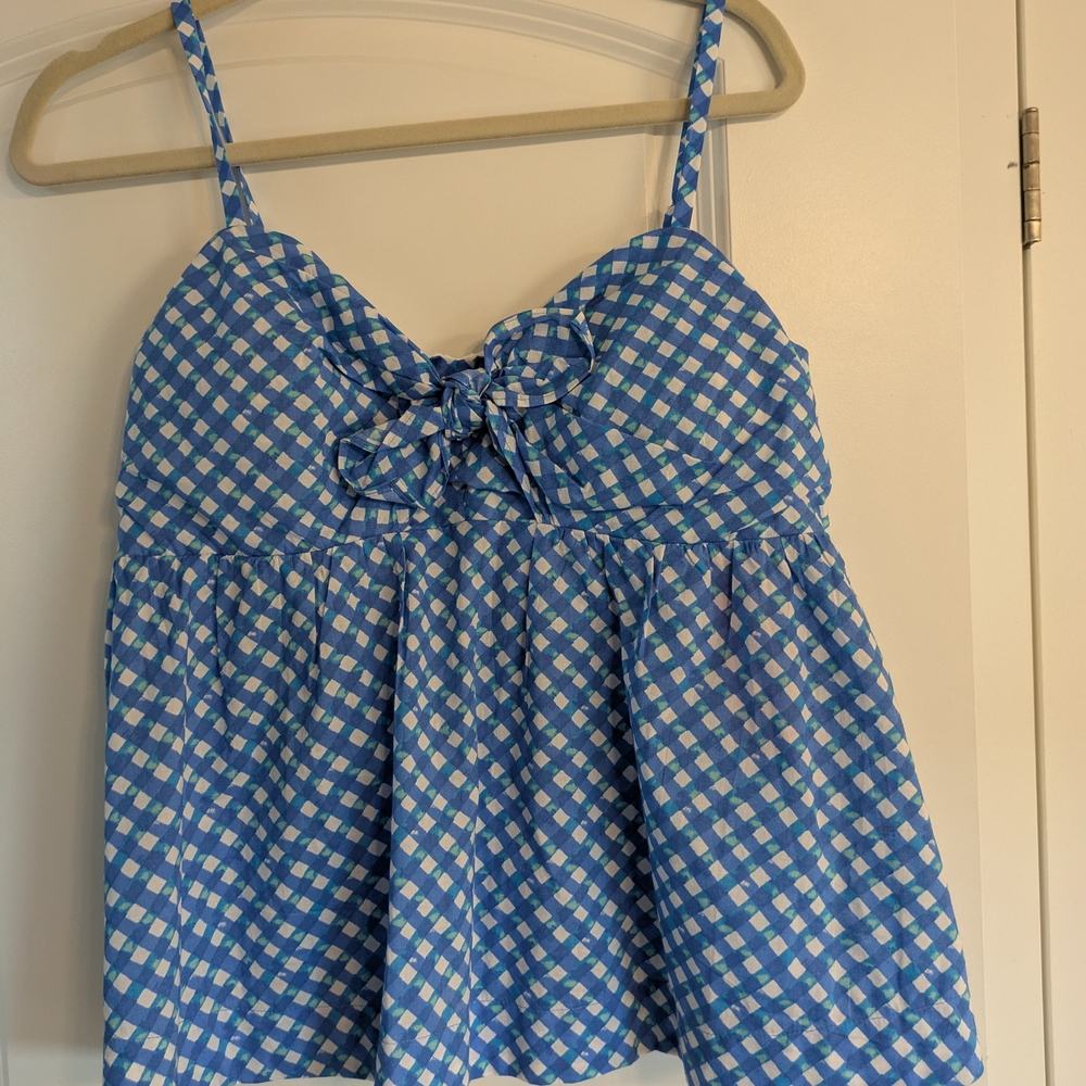 Lilly Pulitzer Blue and White Checkered Top